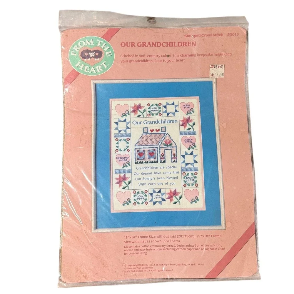 Vtg Dimensions Our Grandchildren Stamped‎ Cross Stitch Kit 1988 New Deadstock